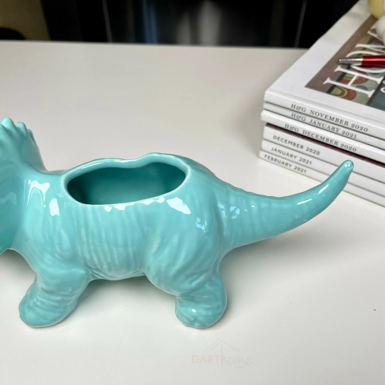 Darthome Limited Blue Ceramic Triceratops Succulent Planter 8 Darthome Limited Blue Ceramic Triceratops Succulent Planter - Image 6