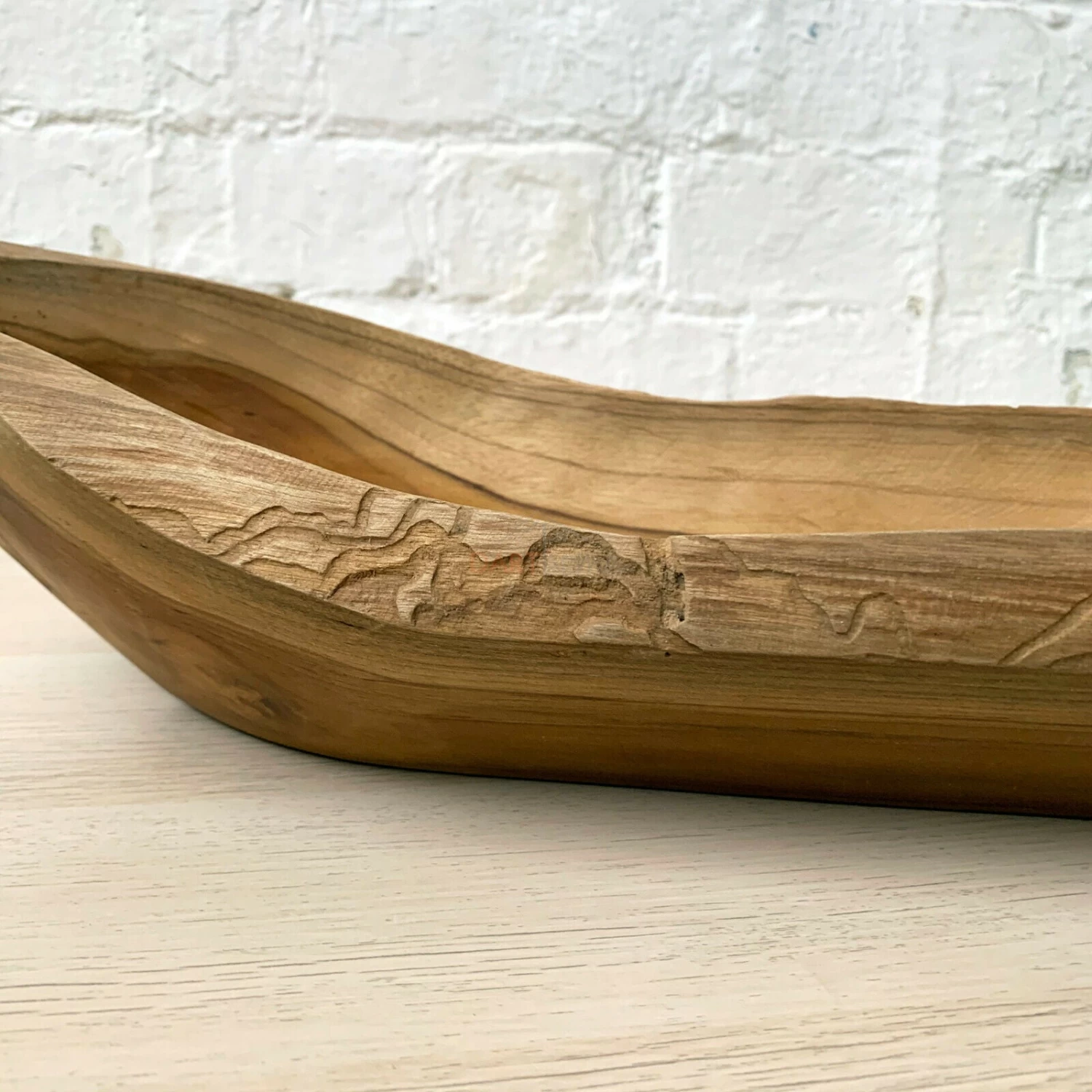 Darthome Limited Teak Root Wood Long Boat Bowl 60cm 4 Darthome Limited Teak Root Wood Long Boat Bowl 60cm - Image 2