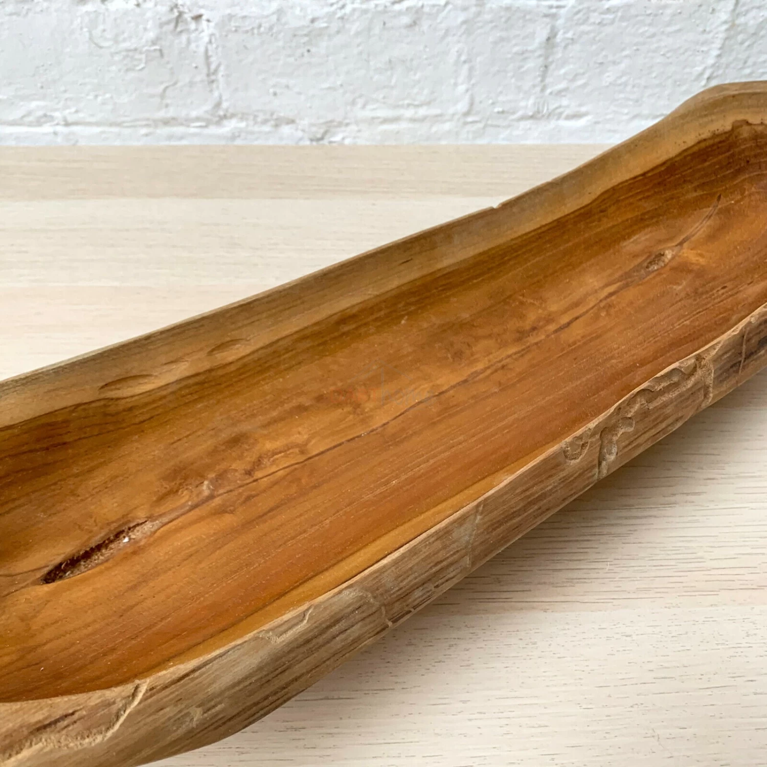 Darthome Limited Teak Root Wood Long Boat Bowl 60cm 6 Darthome Limited Teak Root Wood Long Boat Bowl 60cm - Image 4
