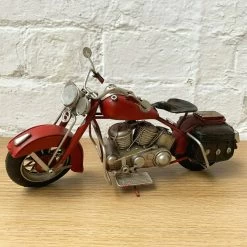 Darthome Limited Red Metal Chopper Motorbike Home Ornament 28cm