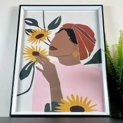 Darthome Limited Woman & Sunflowers Framed Print Wall Art