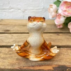 Darthome Limited Ceramic Sitting Yoga Ginger Cat Novelty Sculpture