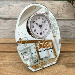 Darthome Limited 50th Golden Wedding Anniversary Mirror Clock 16cm