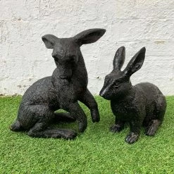Darthome Limited Bronze Effect Resin Sitting Hare Outdoor Garden Statues