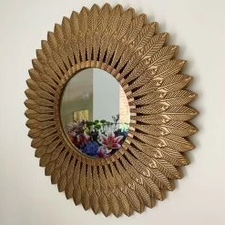 Darthome Limited Large Gold Feather Wall Mirror 50cm