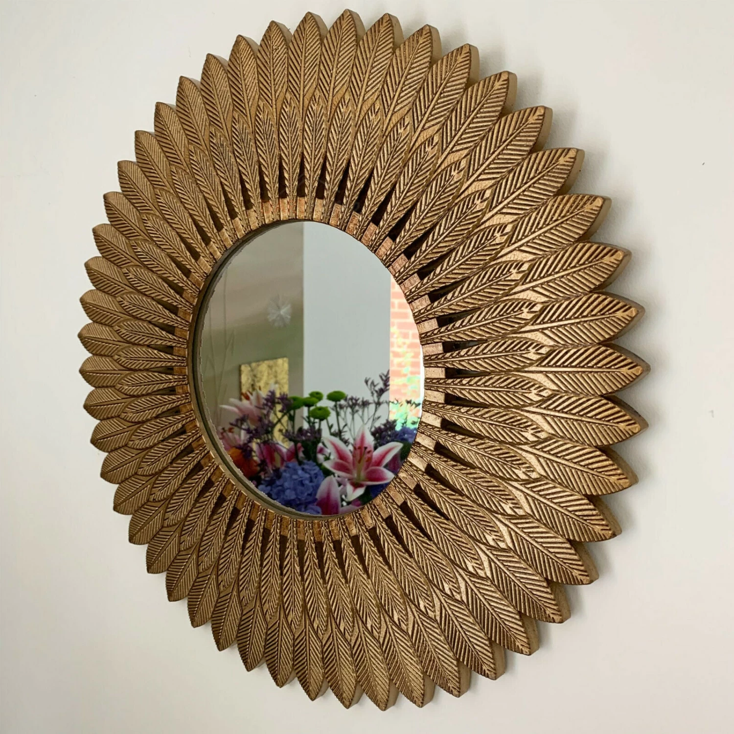 Darthome Limited Large Gold Feather Wall Mirror 50cm 3 Darthome Limited Large Gold Feather Wall Mirror 50cm