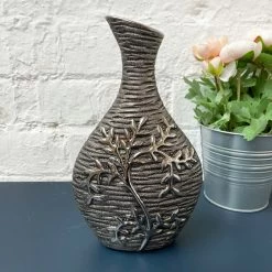 Darthome Limited Gun Metal Leaf Vase