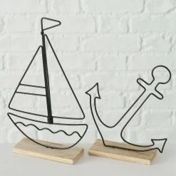 Darthome Limited Set Of 2Wire Metal & Wood Nautical Bathroom Ornaments