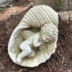 Darthome Limited Stone Cherub In Shell Garden Sculpture