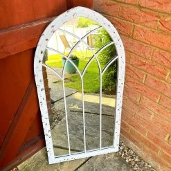 Darthome Limited Distressed White Arched Garden Mirror