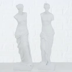 Darthome Limited Set Of 2 Ancient White Stone Standing Venus Statue 30cm