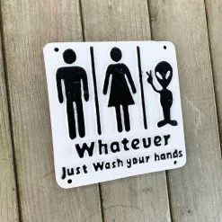 Darthome Limited Cast Iron Funny Toilet Sign - Whatever Just Wash Your Hands
