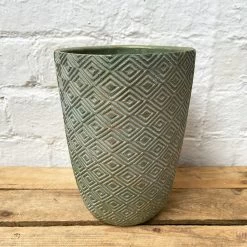 Darthome Limited Cement Tall Diamond Plant Pot 20cm - Green & Gold