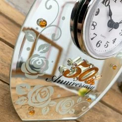 Darthome Limited 50th Golden Wedding Anniversary Mirror Clock 16cm -Décor Dreams Shop 41 3e025365 8b4f 4e6b 96c3 3266af37d08e