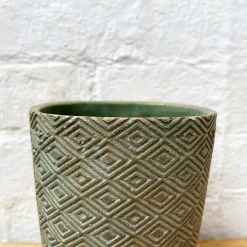 Darthome Limited Cement Tall Diamond Plant Pot 17cm - Green & Gold -Décor Dreams Shop 42 7086fc62 06e6 47f5 86d3 8c64724c0e0b