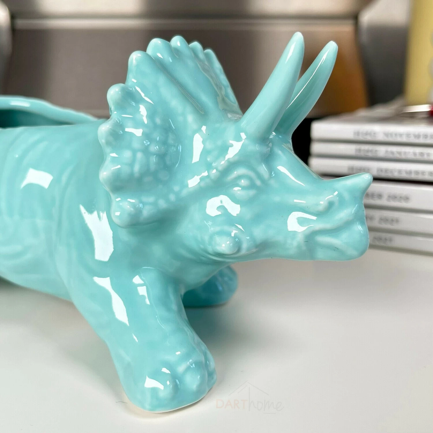 Darthome Limited Blue Ceramic Triceratops Succulent Planter 4 Darthome Limited Blue Ceramic Triceratops Succulent Planter - Image 2