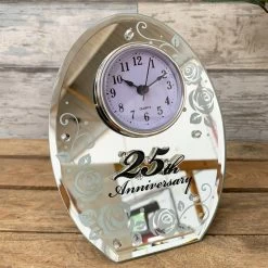 Darthome Limited 25th Silver Wedding Anniversary Mirrored Clock
