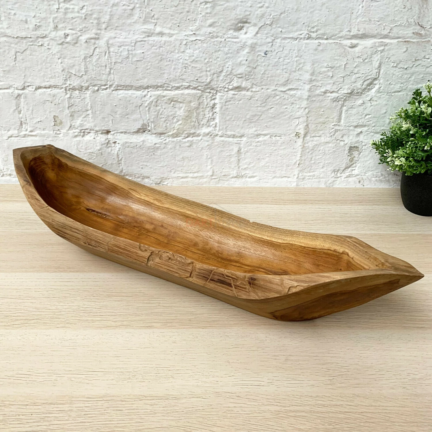 Darthome Limited Teak Root Wood Long Boat Bowl 60cm 3 Darthome Limited Teak Root Wood Long Boat Bowl 60cm