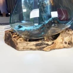 Darthome Limited Large Molten Glass Bowl On Teak Root Stand -Décor Dreams Shop IMG 7350 JPEG