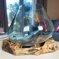 Darthome Limited Large Molten Glass Bowl On Teak Root Stand -Décor Dreams Shop IMG 7352 JPEG