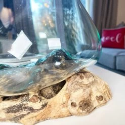 Darthome Limited Large Molten Glass Bowl On Teak Root Stand -Décor Dreams Shop IMG 7355 JPEG