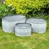 Darthome Limited Set Of 3 Galvanised Oval Tub Planters