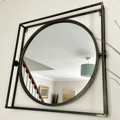 Darthome Limited Industrial Round Mirror In Square Frame