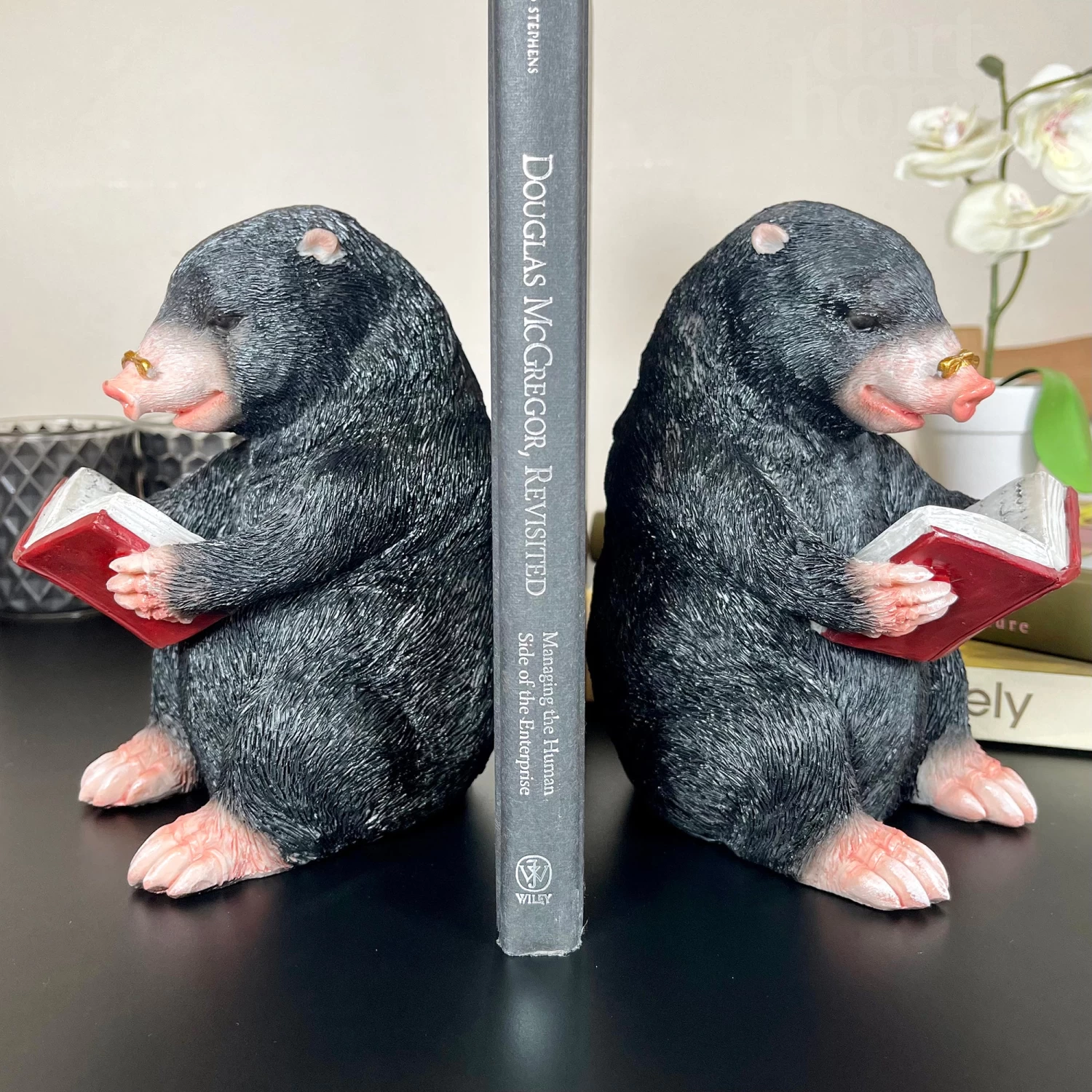 Darthome Limited Black Reading Mole Bookends 5 Darthome Limited Black Reading Mole Bookends - Image 3