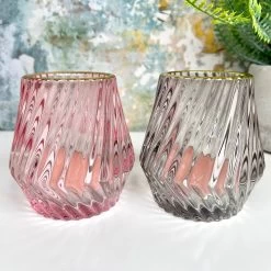 Darthome Limited Ribbed Glass Candle Holders Set Of 2