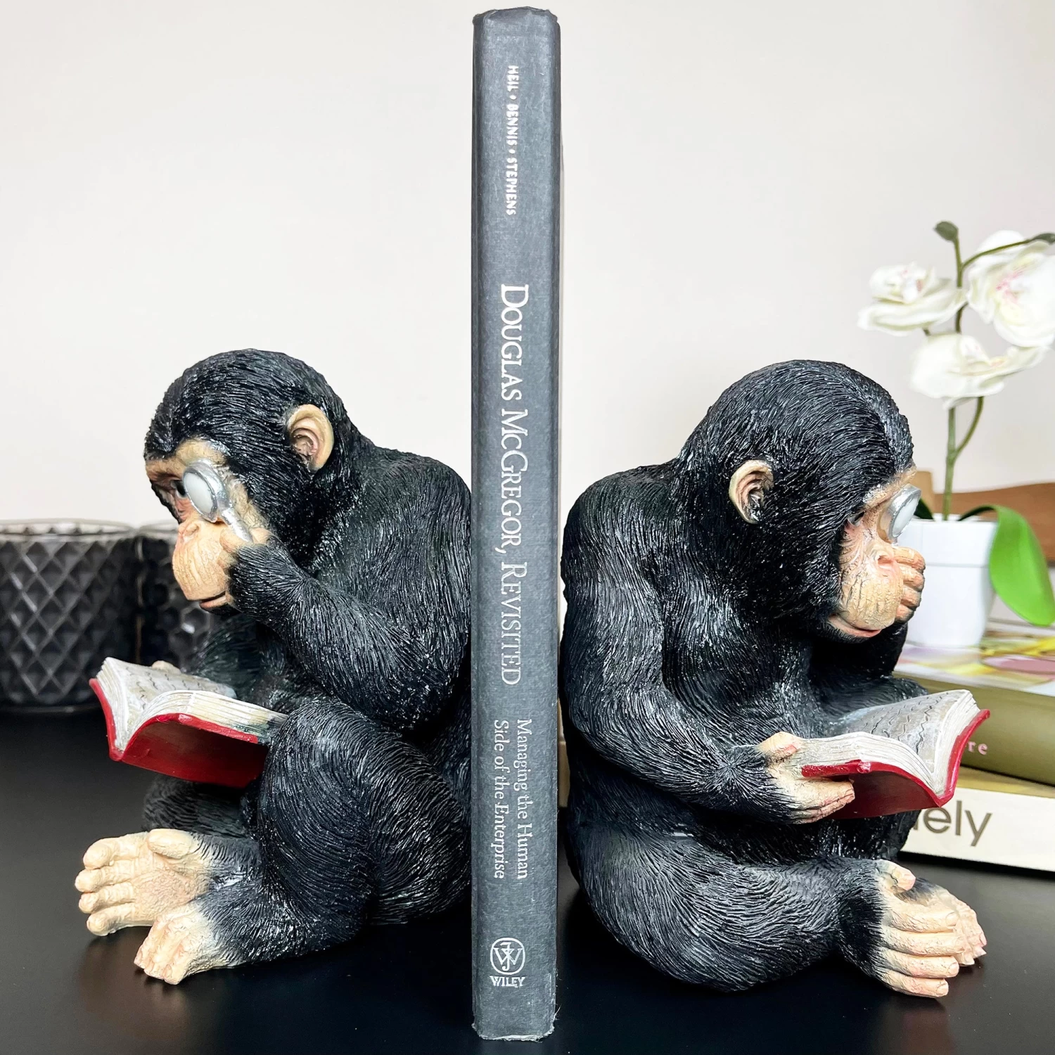 Darthome Limited Black Reading Monkey Bookends 3 Darthome Limited Black Reading Monkey Bookends