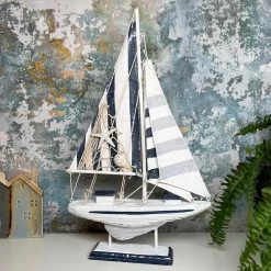 Darthome Limited Blue & White Sailing Boat Model Bathroom Ornament