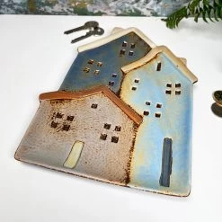 Darthome Limited Ceramic Tall Cottage Houses Decorative Plate