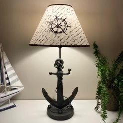 Darthome Limited Black Metal Anchor Nautical Bedside Table Lamp 56cm