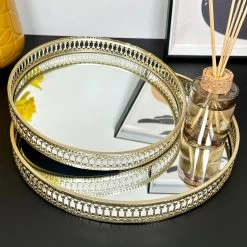 Darthome Limited Set Of 2 Gold Mirror Trays