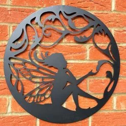 Darthome Limited Black Sitting Fairy Silhouette Garden Wall Art