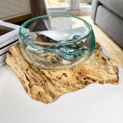 Darthome Limited Molten 12cm Fruit Bowl On Teak Root Stand -Décor Dreams Shop IMG E1392