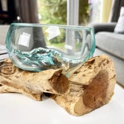 Darthome Limited Molten 12cm Fruit Bowl On Teak Root Stand -Décor Dreams Shop IMG E1395