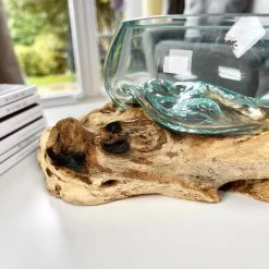 Darthome Limited Molten 12cm Fruit Bowl On Teak Root Stand -Décor Dreams Shop IMG E1397