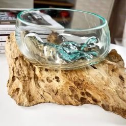 Darthome Limited Molten 12cm Fruit Bowl On Teak Root Stand -Décor Dreams Shop IMG E1402