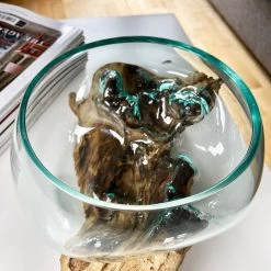 Darthome Limited Molten 20cm Fruit Bowl On Teak Root Stand -Décor Dreams Shop IMG E1408