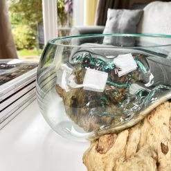 Darthome Limited Molten 20cm Fruit Bowl On Teak Root Stand -Décor Dreams Shop IMG E1409