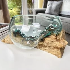 Darthome Limited Molten 20cm Fruit Bowl On Teak Root Stand -Décor Dreams Shop IMG E1410