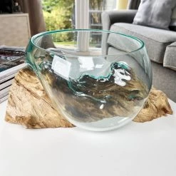 Darthome Limited Molten 20cm Fruit Bowl On Teak Root Stand -Décor Dreams Shop IMG E1413