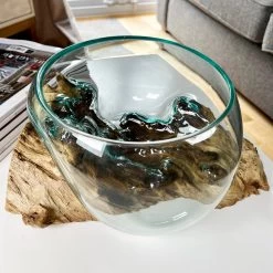 Darthome Limited Molten 20cm Fruit Bowl On Teak Root Stand -Décor Dreams Shop IMG E1414