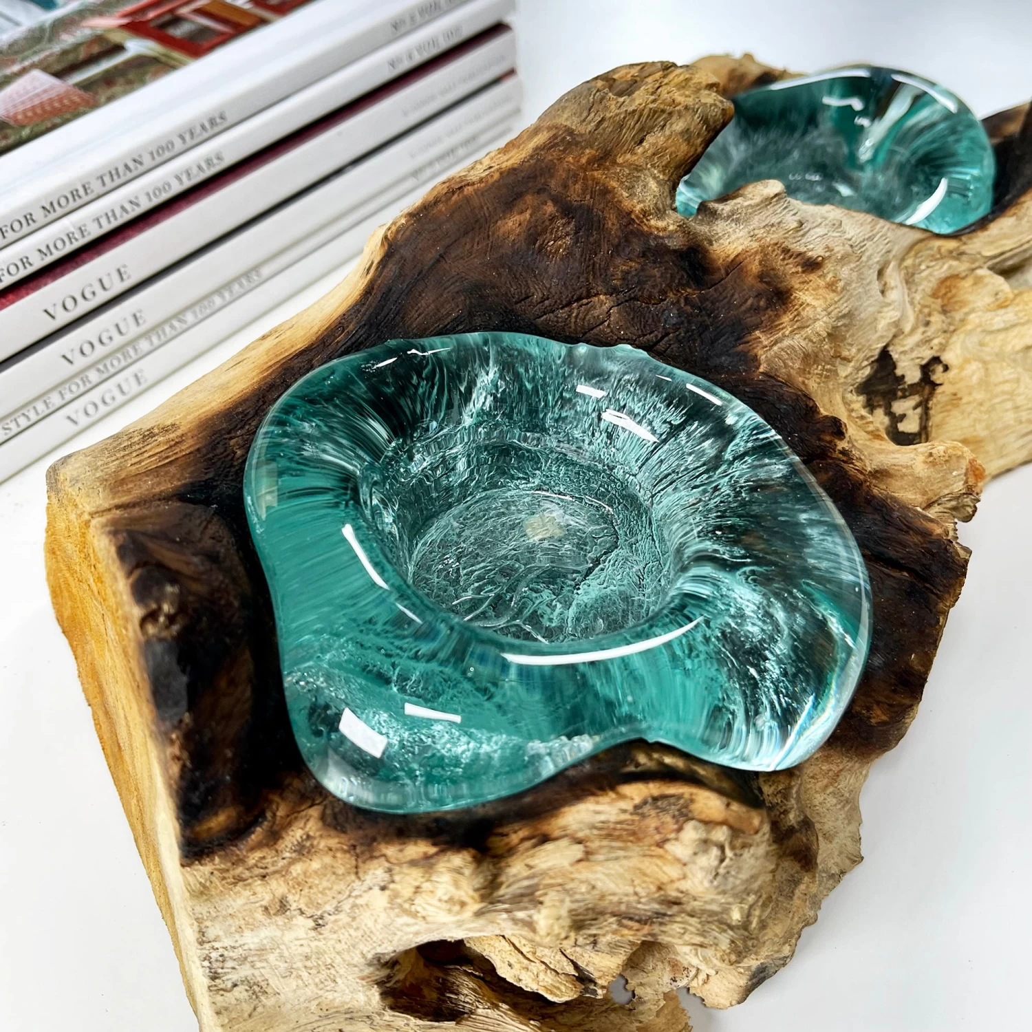 Darthome Limited Molten Glass Double Candle Holder On Teak Root Stand 5 Darthome Limited Molten Glass Double Candle Holder On Teak Root Stand - Image 3