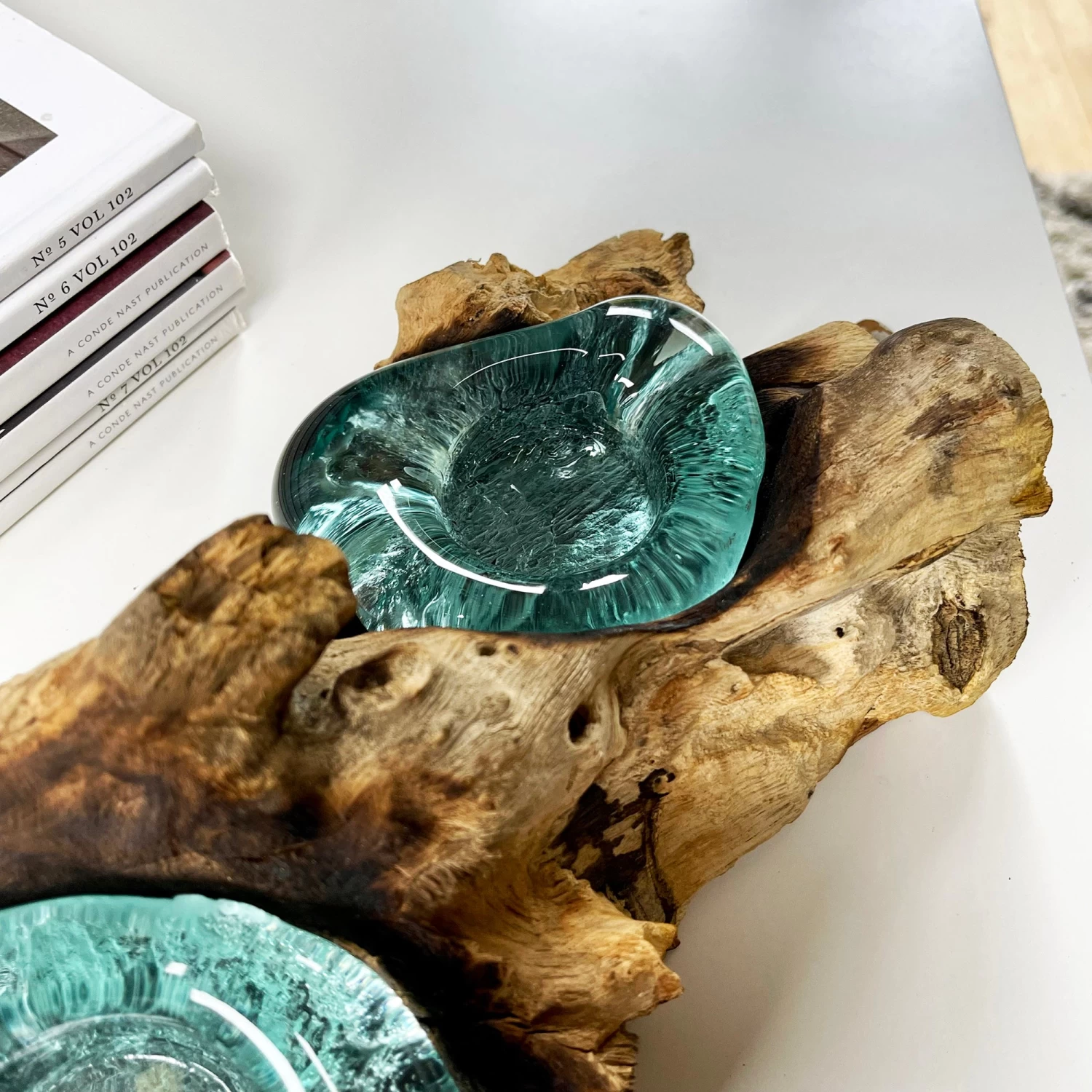 Darthome Limited Molten Glass Double Candle Holder On Teak Root Stand 6 Darthome Limited Molten Glass Double Candle Holder On Teak Root Stand - Image 4