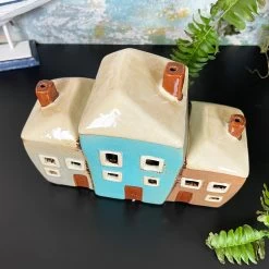 Ceramic 3 Cottage Houses Candle Holder -Décor Dreams Shop IMG E1547 edited284