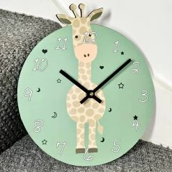 Darthome Limited Green Round Giraffe Childrens Wall Clock