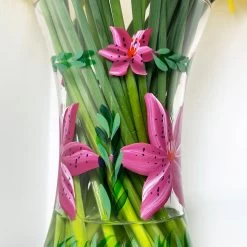Darthome Limited Hand Painted Glass Pink Lily Vase -Décor Dreams Shop IMG E2635 9a765d06 b596 4ed1 b826 816dc829379a
