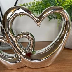 Darthome Limited Chrome Silver Double Love Heart Ornament -Décor Dreams Shop IMG E3122
